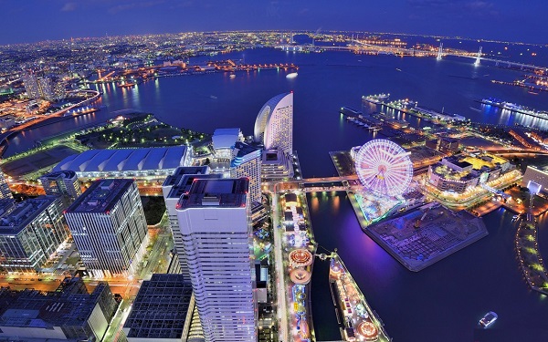 Toàn cảnh thành phố cảng Yokohama trung tâm hành chính của tỉnh Kanagawa Nhật Bản